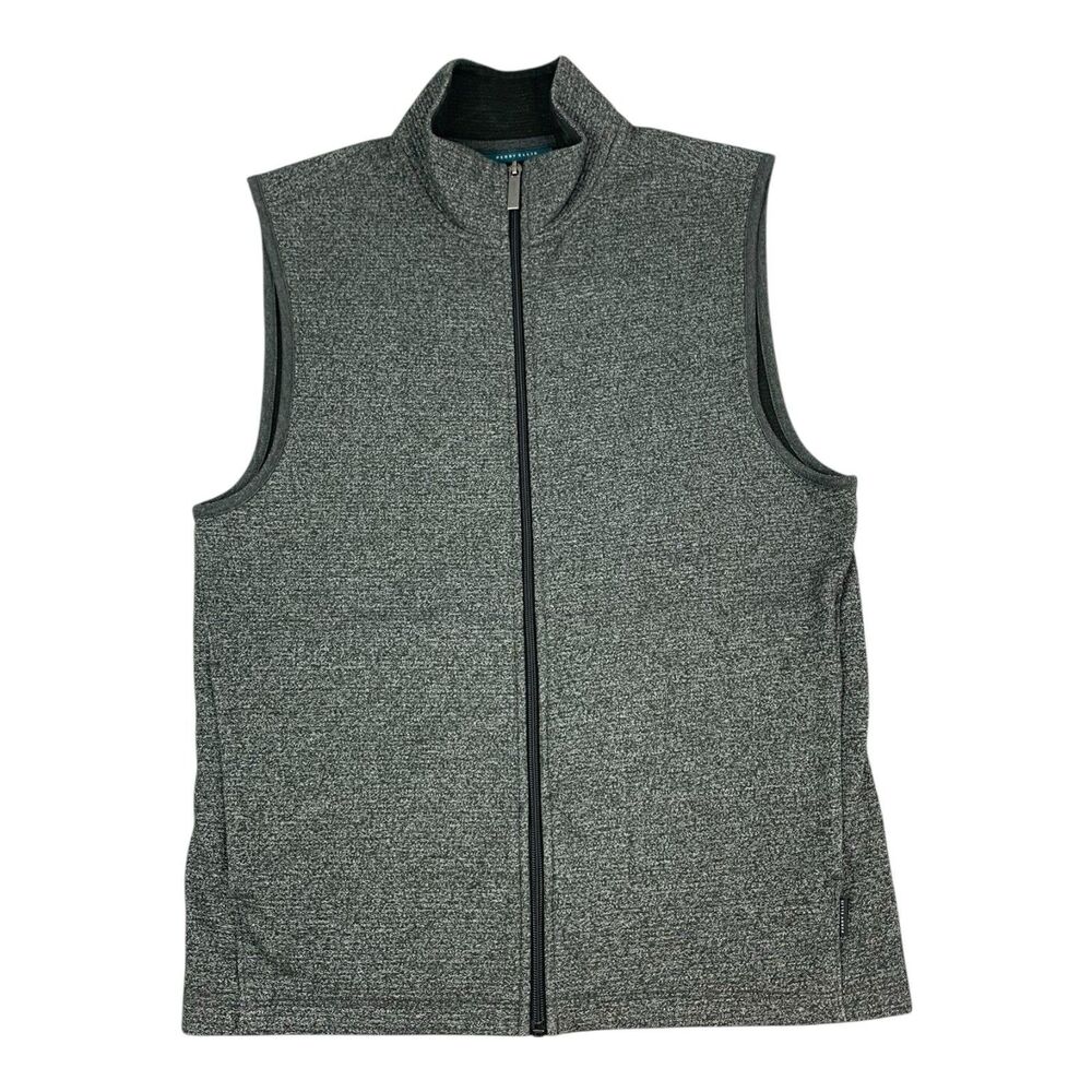 Perry Ellis Full Zip Charcoal Vest, Pockets, Men’s Size Small